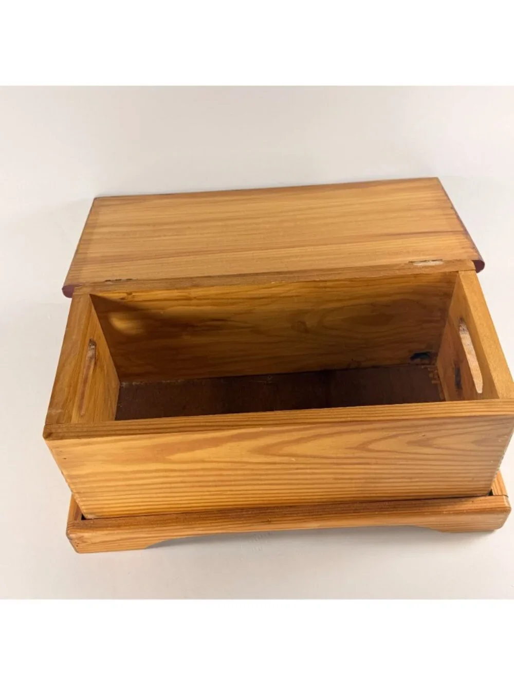 Handcrafted Wooden Bread Box W/ Hinged Lid & Hand Painted Fruit Design 19.5x9.5